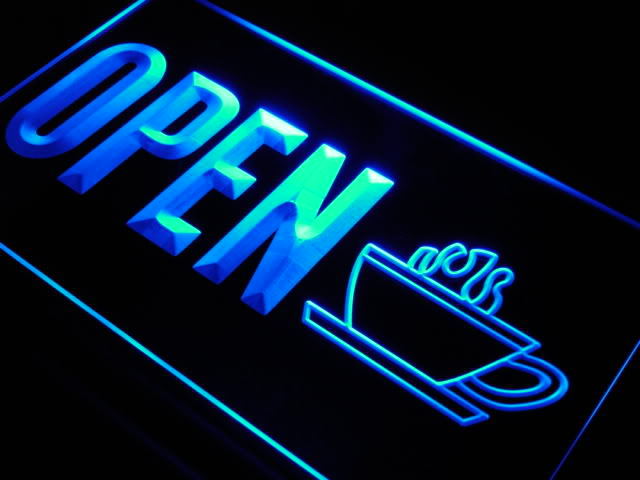 OPEN Coffee Cup Shop Display Neon Light Sign